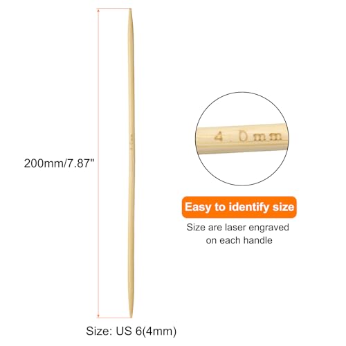 HARFINGTON 5Pcs Bamboo Knitting Needles Double Pointed US 6(4mm) 7.9 Inch(20cm) Straight for Handmade Creative DIY Knitting Craft Yarn, Yellow - color: Yellow, size: US 6(4mm)