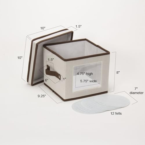 Household Essentials Salad Plate Windowed Panel Storage Chest with 12 Compartments, Cream with Brown Trim - color: Natural, size: 1 Count (Pack of 1)