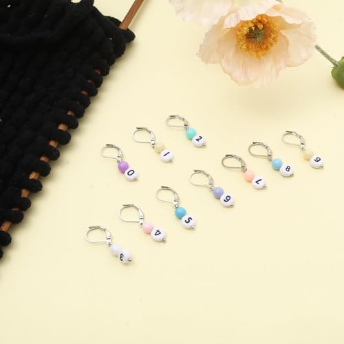 DoreenBeads Stitch Markers for Crocheting and Knitting | Alloy Enamel Crochet Marker Crochet Gifts for Knitting Weaving Sewing Accessories Quilting Jewelry Making - color: 0-9 Numbers Silver