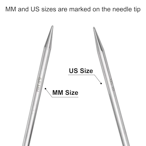 uxcell Size US 10 (6mm) Knitting Needles Circular Needle 47 Inch(120cm) Round Metal Stainless Steel Needle for Handmade Projects DIY Knitting Yellow - color: Yellow, size: 47 inch Size US 10 (6mm)