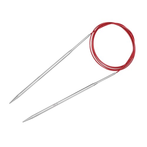 uxcell Size US 6 (4mm) Knitting Needles Circular Needle 47 Inch(120cm) Round Metal Stainless Steel Needle for Handmade Projects DIY Knitting Red - color: Red, size: 47 inch Size US 6 (4mm)