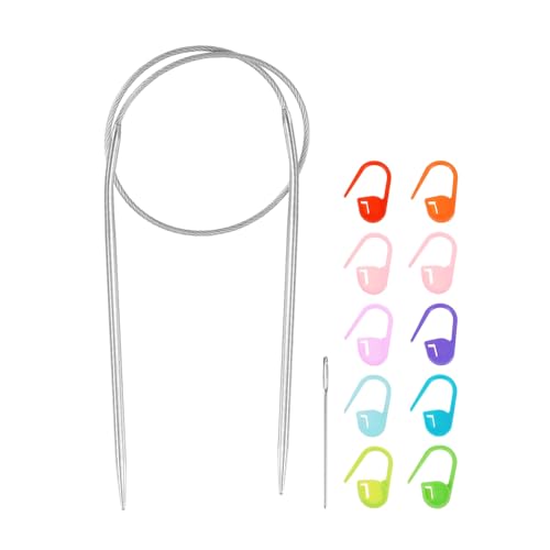 HARFINGTON Knitting Needles Size US 2.5(3mm) Circular Needle 16 Inch(40cm) Round Metal Stainless Steel for Handmade Projects DIY Knitting - size: Size-US-2.5-(3mm) x 40cm