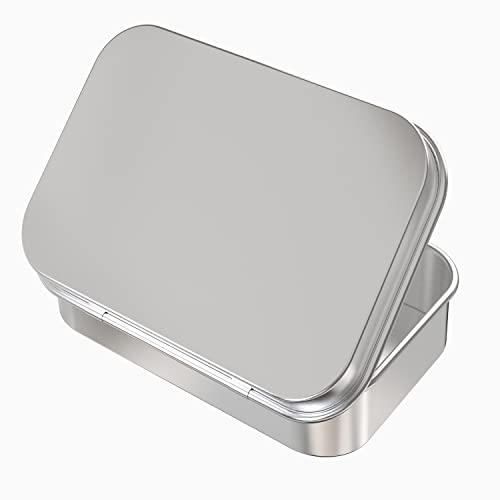 Hulless 12 Pcs Small Hinged Tin Box Metal Tins Storage Containers, Silver | Portable Craft Organizer for Home Storage to pills, candies, herbs, planting seed, nail art etc - color: Silver, size: 3.7'' X 2.3'' (12 Count)