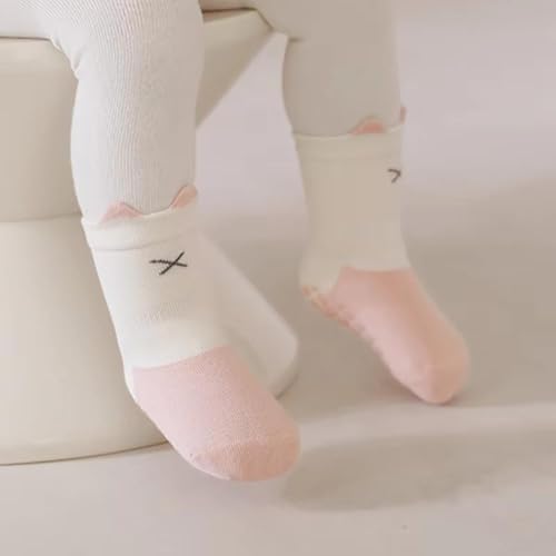 COUVER Baby Non Slip Grip Ankle Socks with Non Skid Soles for Infants Toddlers Kids Boys Girls - color: 2 Tone Nose, size: 1-3T