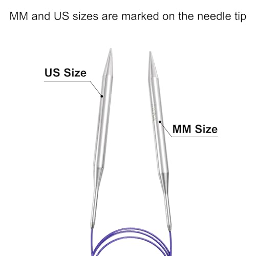 uxcell US 13(9mm) Knitting Circular Needle 40 Inch(100cm) Metal Round Stainless Steel Needle with Large Eye Sewing & Stitch Markers for Handmade Projects DIY Knit Blankets - size: US13(9mm)