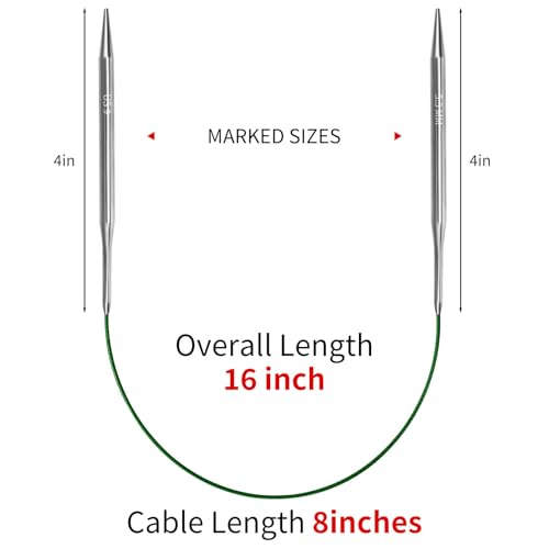5.5mm Circular Knitting Needles - 16-inch/40cm US9 Ergonomic Stainless Steel Set with Tangle-Free Cable and Smooth Joints, Ideal for Hats, Socks, and Sleeves - size: 5.5mm/US9
