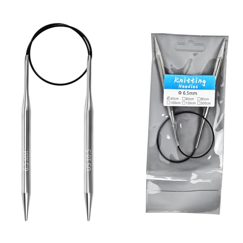 6.5mm Circular Knitting Needles - 16-inch/40cm US10.5 Ergonomic Stainless Steel Set with Tangle-Free Cable and Smooth Joints, Ideal for Hats, Socks, and Sleeves - size: 6.5mm/US10.5
