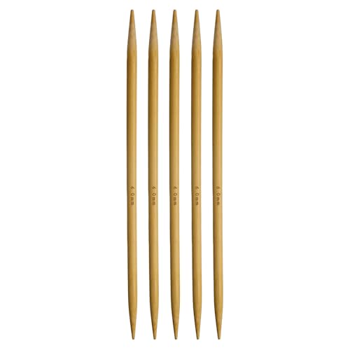 HARFINGTON 5Pcs Bamboo Knitting Needles Double Pointed US 10(6mm) 7.9 Inch(20cm) Straight for Handmade Creative DIY Knitting Craft Yarn, Yellow - color: Yellow, size: US 10(6mm)