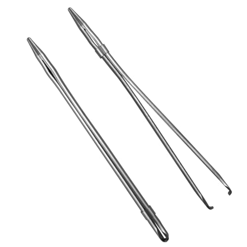 MateIJS Knitting Needles 2pcs Stainless Steel Shoe Lace Needles,Bodkin, Leather Sewing Needles with Prong Steel Tips for Leathercraft & Manual Lacing Threading (2 Pieces) - style: Stainless Steel
