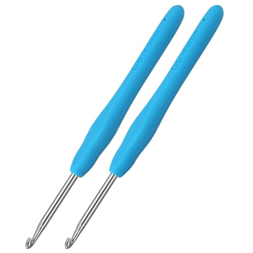 2Pcs 4.0mm Crochet Hooks, Ergonomic Crochet Hook for Arthritis | Knitting Needles for Beginners,Extra Long, Smooth, Comfortable for Knitting Sweaters,Scarves and Hats(Size G / 4.0mm) - size: 4.0mm