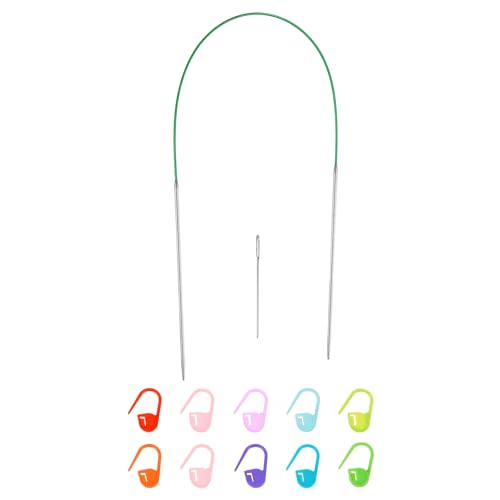 uxcell 1 Gauge Knitting Circular Needle 16 Inch(40cm) Metal Round Stainless Steel Needle with Large Eye Sewing & Stitch Markers for Handmade Projects DIY Knit Blankets - size: 2.25mm, 16 inch