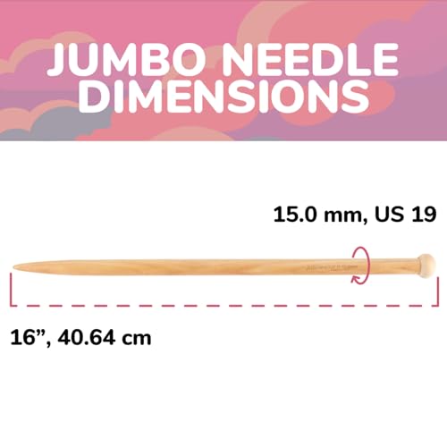JubileeYarn Jumbo Birch Knitting Needles - US 19 (15mm) - 16" Long - 1 Pair - size: US 19/15mm (16" Long)