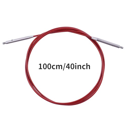 WAZAIGUR Interchangeable Circular Knitting Needles Cable 40inch/100cm | Durable, Smooth, Fit Interchangeable knitting needles, Polished Metal Connector Head, Metallic Cable - size: 40inch/100cm