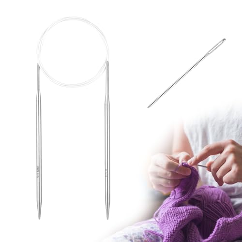 Circular Knitting Needles Stainless Steel Long Needles for Adults Beginners, Flexible Cord for Sweaters Blankets Socks,Lightweight Smooth Tips Magic Loop Knitting Needles (40inch, US8/5mm) - color: 40inch, size: US8/5mm