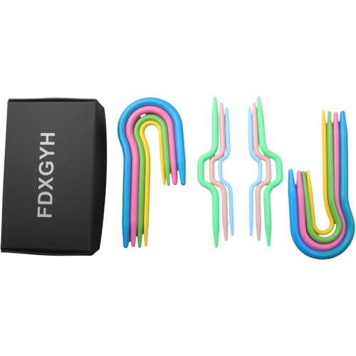 FDXGYH 14pcs U Shape Multicolor Bent Cable Stitch Holder Needles Plastic Twist Curved Hand Knit Knitting Needles - size: U Shape