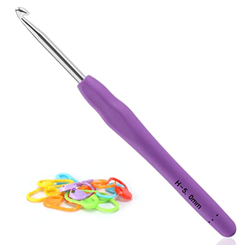 Vodiye Professional Extra Long 5mm Crochet Hooks, Ergonomic Handle Set for Beginners and Experienced Lovers - size: 1pc - 5mm