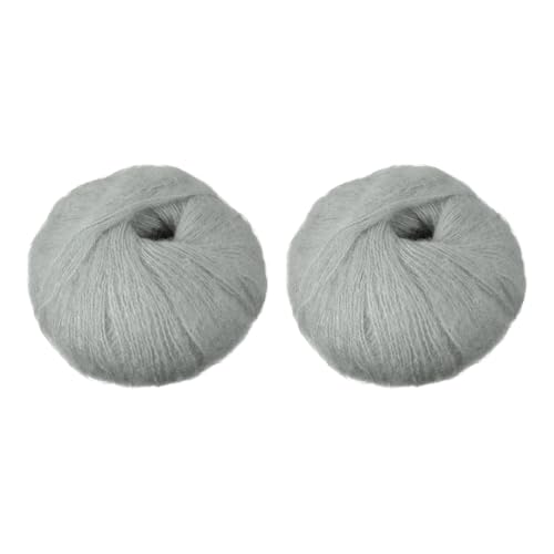 PATIKIL 2 Skeins Mohair Yarn, Soft Yarn Faux Mohair Fuzzy Fur Fine Fluffy Yarns Thin for Crocheting Knitting Sweater Scarf Hat Crafts Blanket Rug, Gray - color: Gray