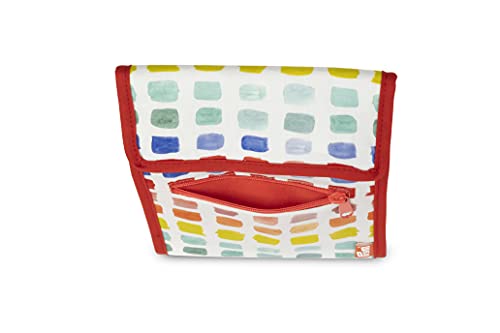 Prym Circular Knitting Needle Case, 9" x 7-1/4", Rainbow Specks | 10-pocket fan-fold organizer with magnetic closure & zip pocket - style: Rainbow Specks