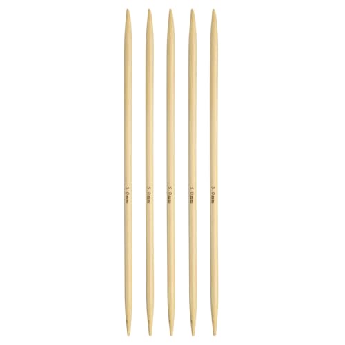 HARFINGTON 5Pcs Bamboo Knitting Needles Double Pointed US 8(5mm) 7.9 Inch(20cm) Straight for Handmade Creative DIY Knitting Craft Yarn, Yellow - color: Yellow, size: US 8(5mm)