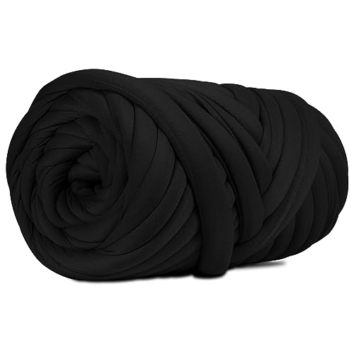 DIY, 2.2 LBS of Soft Polyester Bulky Yarn for Hand Knitting Blanket, Pillow, Handbag, Black, 41.5 Yards, Arm Knitting Yarn for Chunky Braided Knot Throw Blanket, Weave Craft Crochet | DIY Hand Knitting, For Blanket, Pillow, Handbag, Arm Knitting, Chunky B