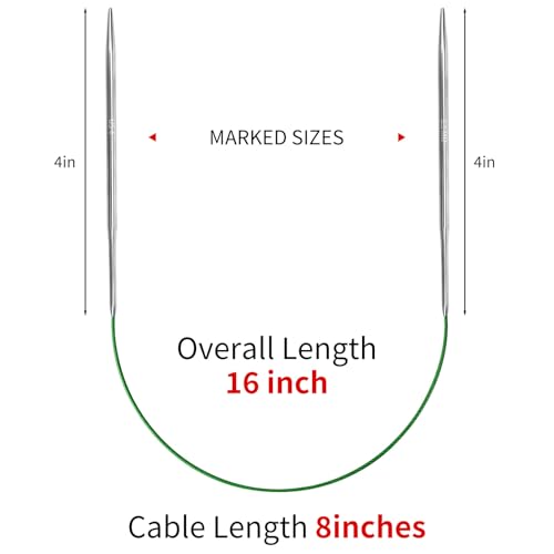3.5mm Circular Knitting Needles - 16-inch/40cm US4 Ergonomic Stainless Steel Set with Tangle-Free Cable and Smooth Joints, Ideal for Hats, Socks, and Sleeves - size: 3.5mm/US4
