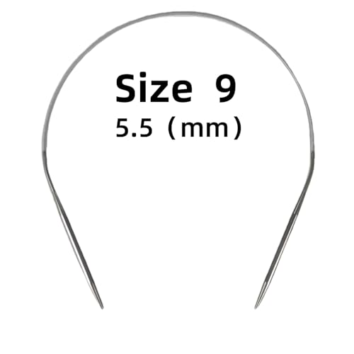 Aolfior Stainless Steel Circular Knitting Needles Size 9 16 Inch 5.5 mm Set Round Metal (Silver, 16 inch-9-(5.5mm)) Suitable for Beginners and Experienced Knitters Alike. - size: 16 inch-9-(5.5mm)