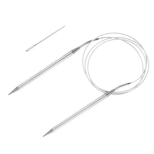 HARFINGTON Circular Knitting Needles 47.24" Stainless Steel US 10.5/6.5mm Knitting Needles 5.51" Short with Large Eye Sewing for Fast Knitting Sweater Sleeves - size: US 10.5/6.5mm x 47.24 inch (120cm)