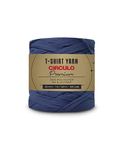 CIRCULO Premium T-Shirt Yarn - Soft, Lightweight, Seamless, Knot-Free. Easy-to-Use. - Fettuccini Zpagetti, T Shirt Yarn for Crocheting & Knitting - 153.1 yds, (2802 - Deep Sea) - color: 2802 - Deep Sea