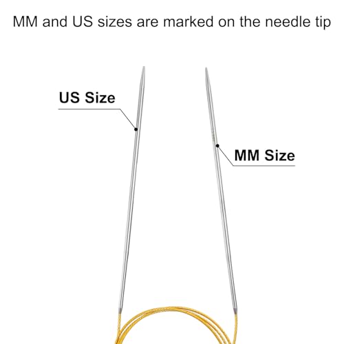uxcell US 2(2.75mm) Knitting Circular Needle 40 Inch(100cm) Metal Round Stainless Steel Needle with Large Eye Sewing & Stitch Markers for Handmade Projects DIY Knit Blankets - size: US2(2.75mm)
