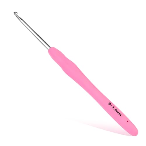 SHWAKK Crochet Hook, 3.0 mm Ergonomic Crochet Hook for Arthritic Hands | Crochet Needles, Ergonomic Handle, Knitting Needles with Soft Handle Beginners and Experienced Crochet Hobbyists (3.0 mm) - size: 3.0mm