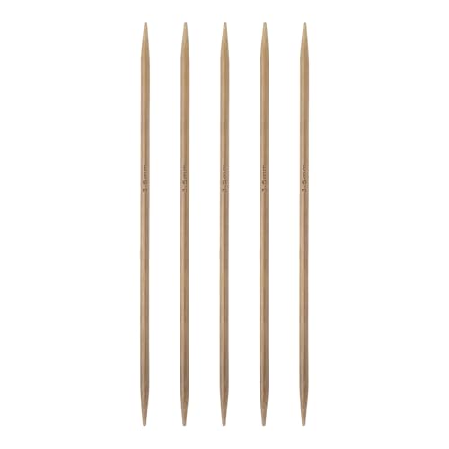 Generic 5Pcs Bamboo Knitting Needles Double Pointed Size US 4(3.5mm) Carbonized 6 Inch(15cm) Straight for Handmade Creative DIY Knitting Craft Yarn Projects