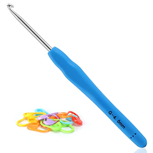 Vodiye Professional Extra Long 4mm Crochet Hooks, Ergonomic Handle Set for Beginners and Experienced Lovers - size: 1pc - 4mm