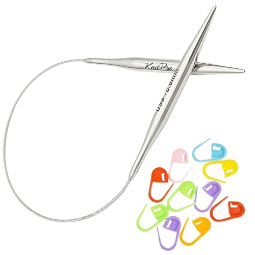 KnitPro Stelo Lace 24-Inch US 2 (2.75mm) Circular Knitting Needles | Lightweight Stainless Steel, Perfectly Tapered Sharp Tips, Memory-Free Cables, Smooth Joins, 10 Stitch Markers - size: US 02 (2.75mm), 24in.