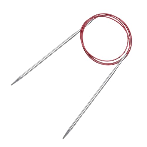 uxcell Size US 6 (4mm) Knitting Needles Circular Needle 40 Inch(100cm) Round Metal Stainless Steel Needle for Handmade Projects DIY Knit Blankets - color: Red, size: 40 inch Size US 6 (4mm)