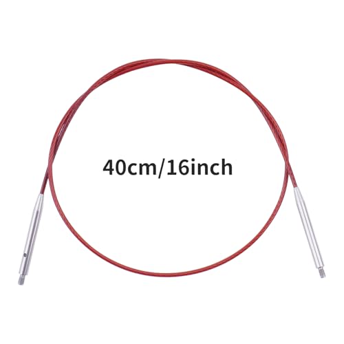 WAZAIGUR Interchangeable Circular Knitting Needles Cable 16inch/40cm | Durable, Smooth, Fit Interchangeable knitting needles, Polished Metal Connector Head, Metallic Cable - size: 16inch/40cm