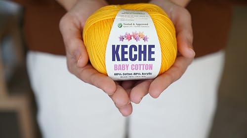 Keche Baby Cotton, 60% Cotton 40% Acrylic Yarn, Soft Cotton Yarn for Crochet and Knitting, Amigurumi Yarn 1 Skein/Ball 1.76 Oz (50g) / 180 Yrds (165m) - Cinnamon - color: CINNAMON, size: 1 SKEIN