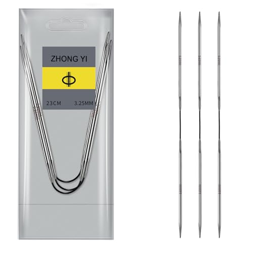 Soosui 3.25mm Circular Knitting Needles US3 |3-Pack 9-inch (23cm) Double-Pointed Flexible Circular Needles, 3cm Cable, Durable and Smooth for Sweaters, Socks, Hats, and Other DIY Knitting Projects. - size: 3.25mm/US3