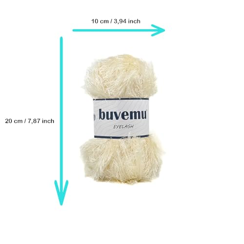 Eyelash Fun Fur Yarn 100 Gram (3.53 Ounces) 175 Yards (160 Meters) (Cream) - color: Cream, size: 1 Pack
