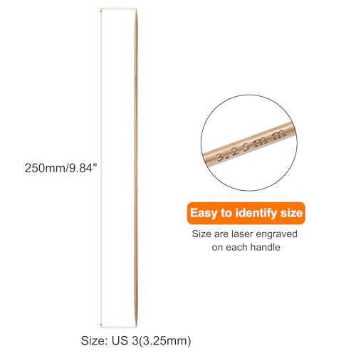 HARFINGTON 8Pcs Bamboo Knitting Needles Double Pointed Size US 3(3.25mm) Carbonized 10 Inch(25cm) Straight for Handmade Creative DIY Knitting Craft Yarn - size: US 3(3.25mm)