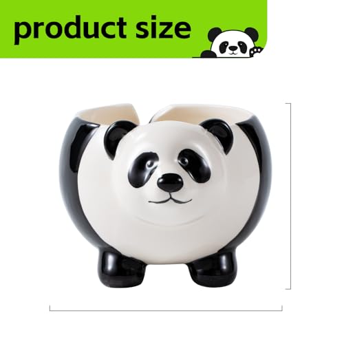 Yarn Bowl for Crochet Large Panda Shaped Ceramic Yarn Holder Crochet Bowl Knitting Bowl, 6x4 Inches, Black and White - color: Panda