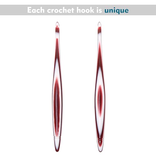 Ommi Ergonomic Handle Crochet Hooks | Handcrafted 6.7’’ Crochet Hook | Knitting Needle, Craft Yarn Weave | Best Gift! (10 mm, Brown and White) - size: 10 mm