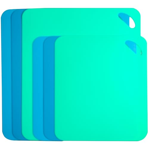 Plastic Flexible Cutting Mats for Kitchen, 6pcs Color Coded Chopping Board Set, Cutting Board Sheet for Kitchen Cooking, Dishwasher Safe,Multi-Size Cutting Board mats(11.5x9"&14.6x11.6") - size: 11.5"x9"/ 14.6"x11.6"