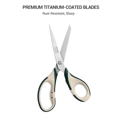 LIVINGO 3 Pack 8" Office Scissors All Purpose – Titanium Coated Blades | Ergonomic Colorful Handles, Sharp Heavy Duty Shears for Home, School Sewing & Craft Cutting Fabric, Paper