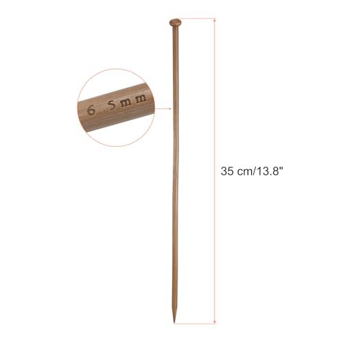 HARFINGTON 6.5mm Bamboo Knitting Needle Straight Single Pointed 13.8 Inch Long Wooden Sweater Knitting Needles US Size 10.25 for Yarn Beginners Hand Sock DIY - size: 6.5mm US Size 10.25