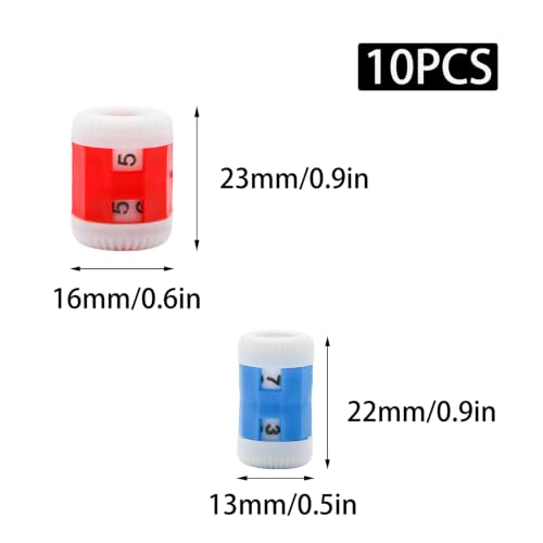 JAKOUE 10 Pcs Knitting and Crochet Row Counter Ring | Manual 2 Digit Dial, Slips on Needles, ABS Plastic, Red and Blue