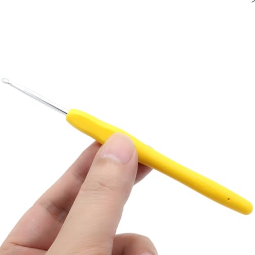 6Pcs 3.5mm Aluminum Soft Grip Rubber Ergonomic Handle Crochet Hook Knitting Needles US Size E (Size 4) for DIY Yarn Craft,Nice Gift for Women Adults Kids Children Beginners (Yellow) - size: 3.5mm