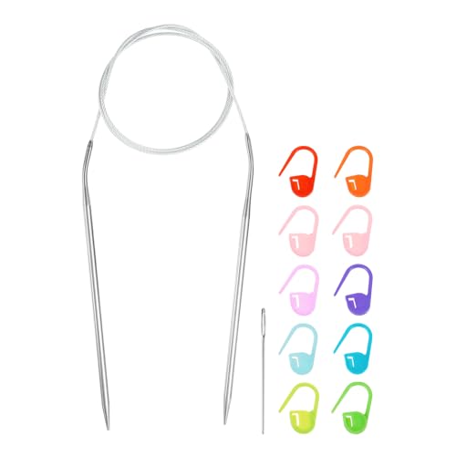 HARFINGTON Knitting Needles Size US 6(4mm) Circular Needle 31 Inch(80cm) Round Metal Stainless Steel Needle with Needles for Handmade Projects DIY Knitting - size: Size-US-6-(4mm) x 80cm