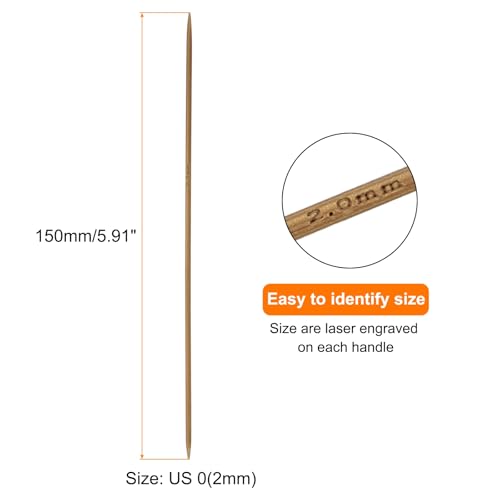 HARFINGTON 5Pcs Bamboo Knitting Needles Double Pointed Size US 0(2mm) Carbonized 6 Inch(15cm) Straight for Handmade Creative DIY Knitting Craft Yarn Projects - size: US 0(2mm)
