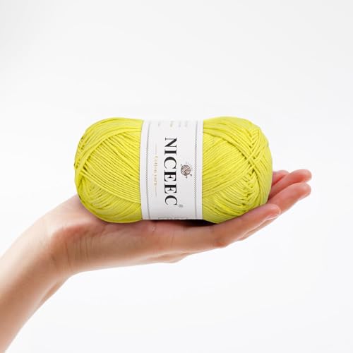 NICEEC 4 Skeins Soft Baby Cotton Yarn- Bright Yellow | 4 Ply, DIY Craft, Fingering Weight, Blanket Yarn for Crochet & Knitting, Total 700yds/7.05oz - color: Bright Yellow