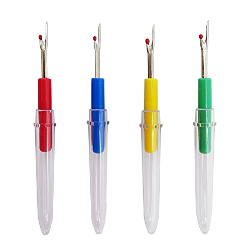 BEADNOVA Seam Ripper 4pcs Stitch Eraser Thread Cutter Small Clothes Tag Remover Seam Rippers for Sewing Crafting Thread Removing (4 Colors) - color: 4pcs